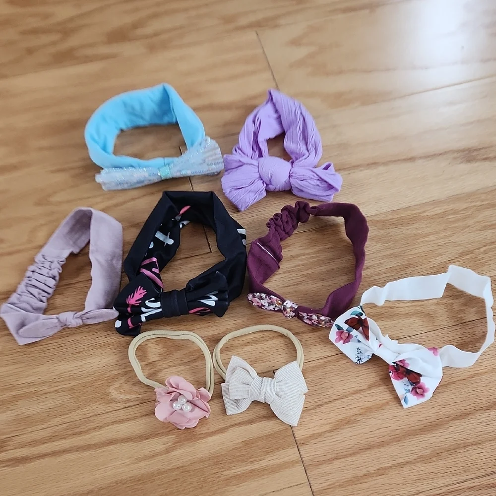 Bundle Of Kids Headbands Hair Accessories Set - Purple, Pink, Cream, Blue